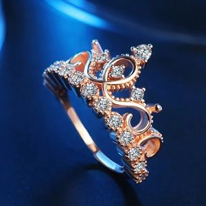 Rose Gold Zircon Women Crown Ring